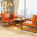 Fauteuils Eureka Modern Vintage en cuir PU rembourré, fauteuils d'appoint style milieu du siècle avec structure en acier, fauteuils de loisirs (lot de 2)