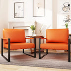 Fauteuils Eureka Modern Vintage en cuir PU rembourré, fauteuils d'appoint style milieu du siècle avec structure en acier, fauteuils de loisirs (lot de 2)