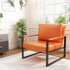 Fauteuils Eureka Modern Vintage en cuir PU rembourré, fauteuils d'appoint style milieu du siècle avec structure en acier, fauteuils de loisirs (lot de 2)