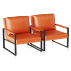 Fauteuils Eureka Modern Vintage en cuir PU rembourré, fauteuils d'appoint style milieu du siècle avec structure en acier, fauteuils de loisirs (lot de 2)