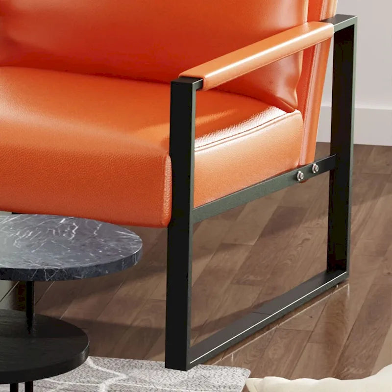 Fauteuils Eureka Modern Vintage en cuir PU rembourré, fauteuils d'appoint style milieu du siècle avec structure en acier, fauteuils de loisirs (lot de 2)