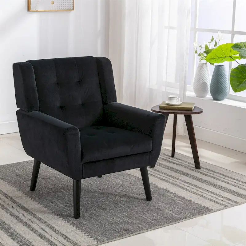Fauteuil d'appoint ergonomique en velours doux pour salon