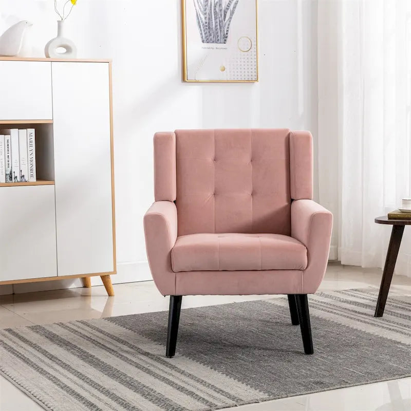Fauteuil d'appoint ergonomique en velours doux pour salon