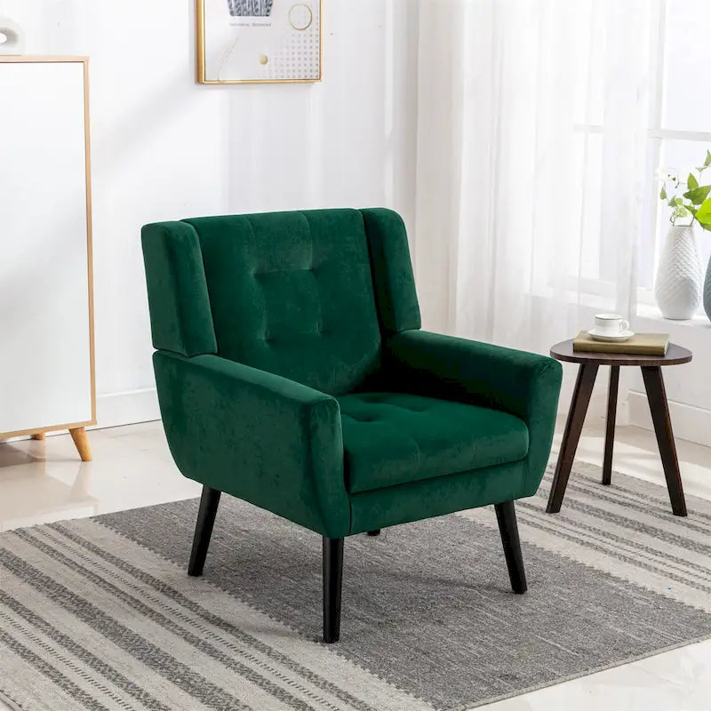 Fauteuil d'appoint ergonomique en velours doux pour salon