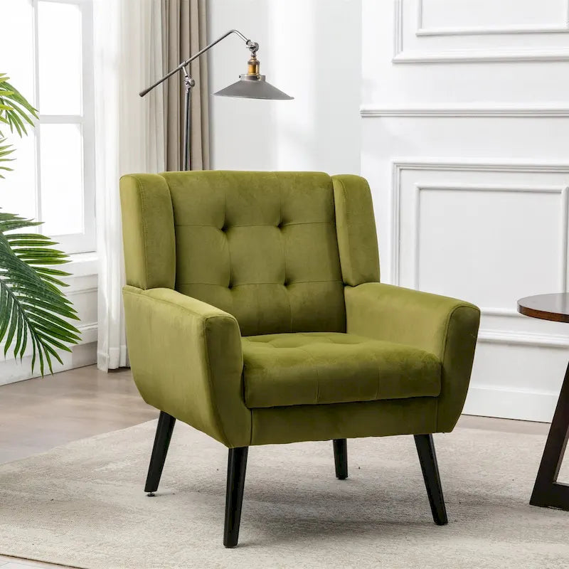 Fauteuil d'appoint ergonomique en velours doux pour salon