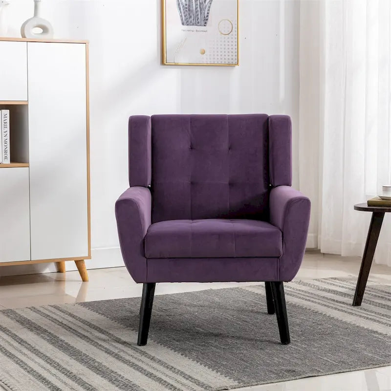 Fauteuil d'appoint ergonomique en velours doux pour salon