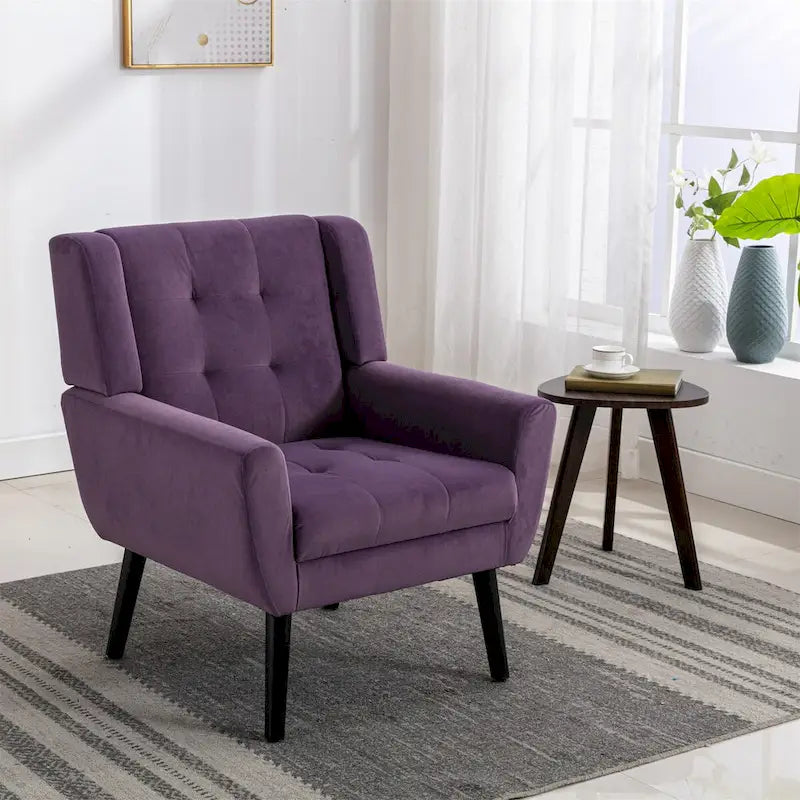Fauteuil d'appoint ergonomique en velours doux pour salon