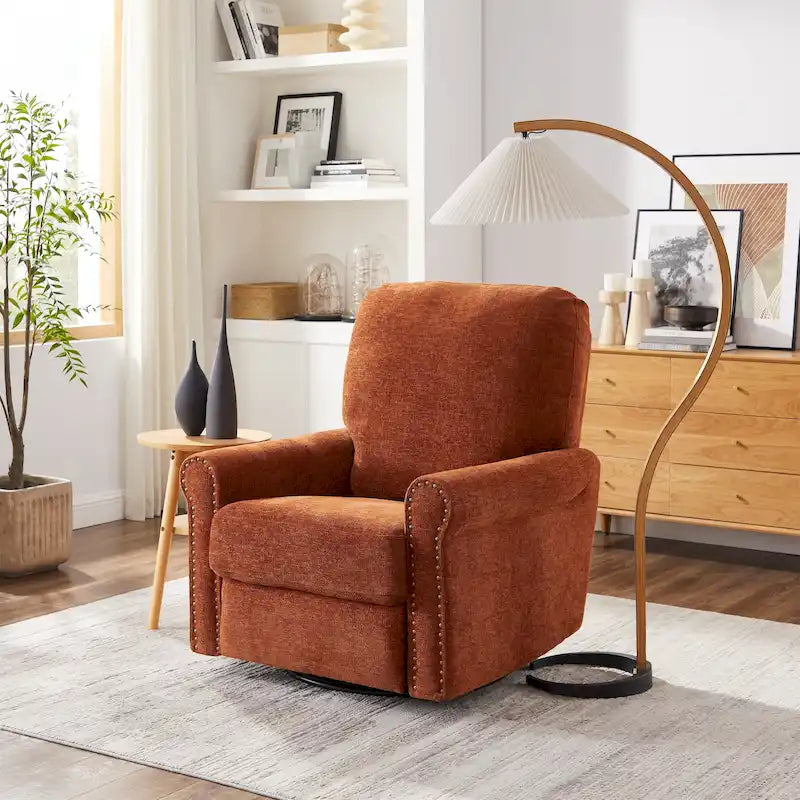 Fauteuil de relaxation pivotant à 360 degrés Heido en métal, inclinable manuellement