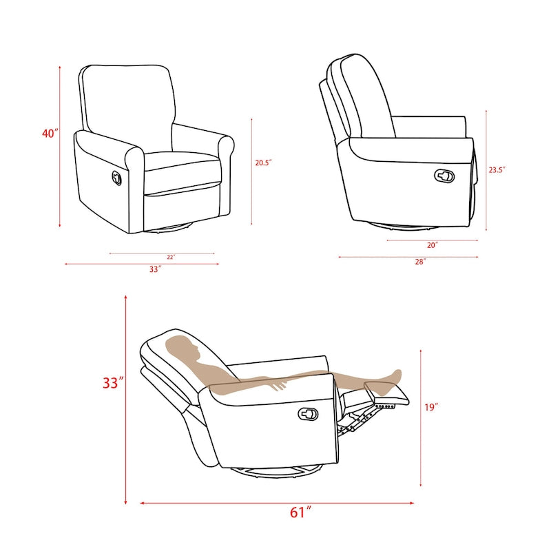 Fauteuil inclinable manuel pivotant à 360° Heido