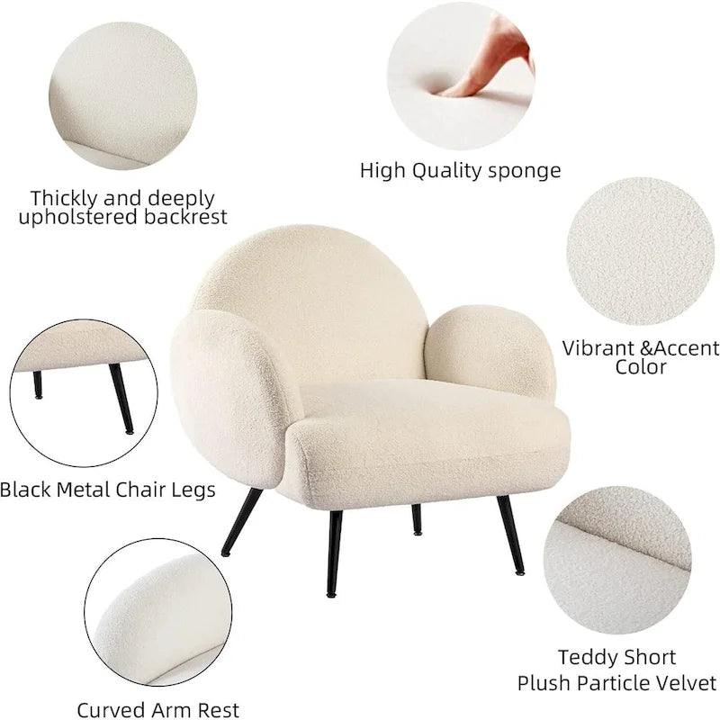 Fauteuil d'appoint moderne XINMICS, fauteuil rembourré pour salon, chambre