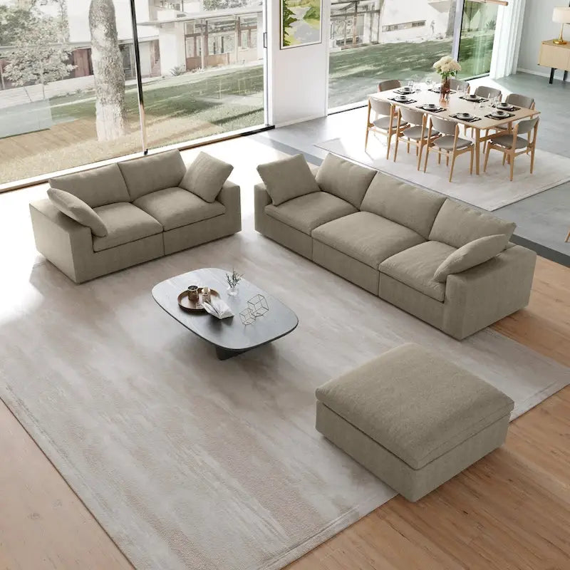 Ensemble de canapés 3 pièces pour salon, canapé moderne avec pouf de rangement