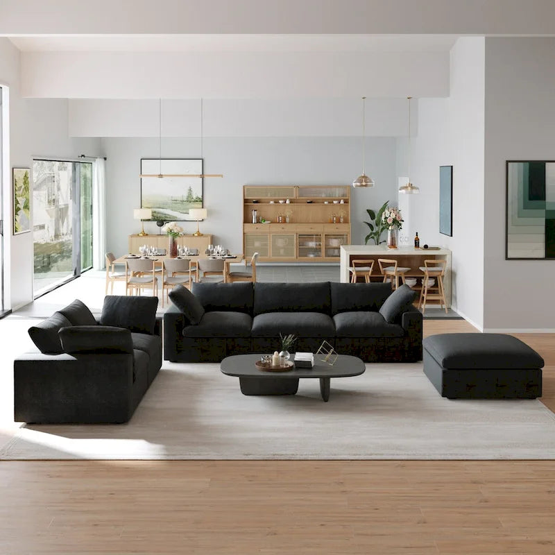 Ensemble de canapés 3 pièces pour salon, canapé moderne avec pouf de rangement