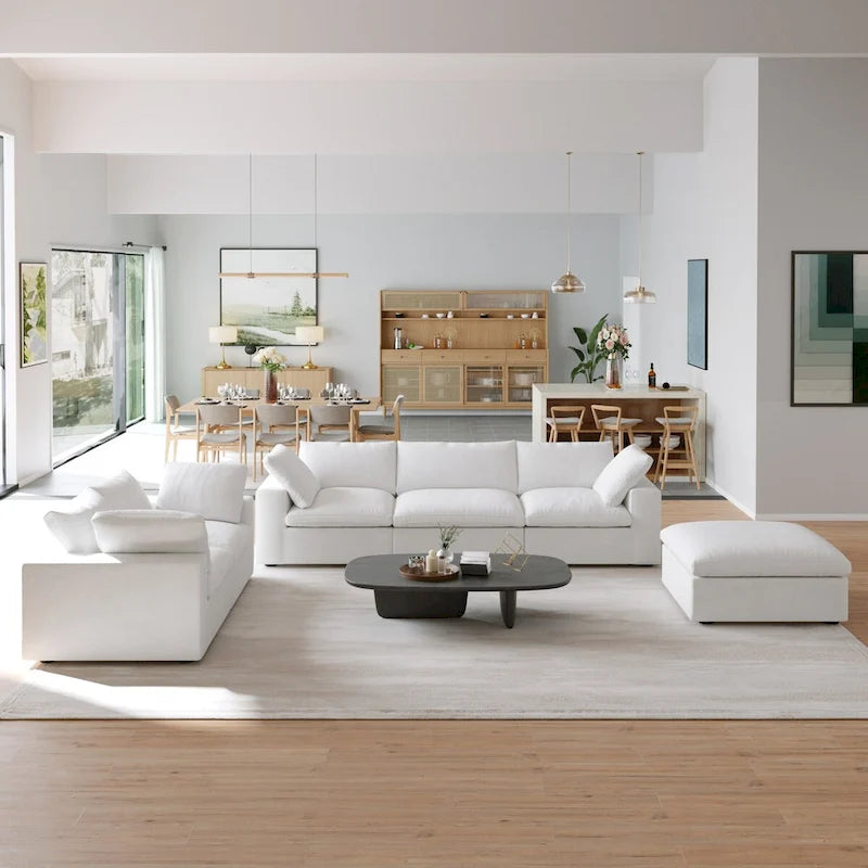 Ensemble de canapés 3 pièces pour salon, canapé moderne avec pouf de rangement