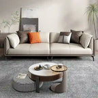 Faux Leather Pillow Top Arm Sofa with Reversible Cushions - two seat