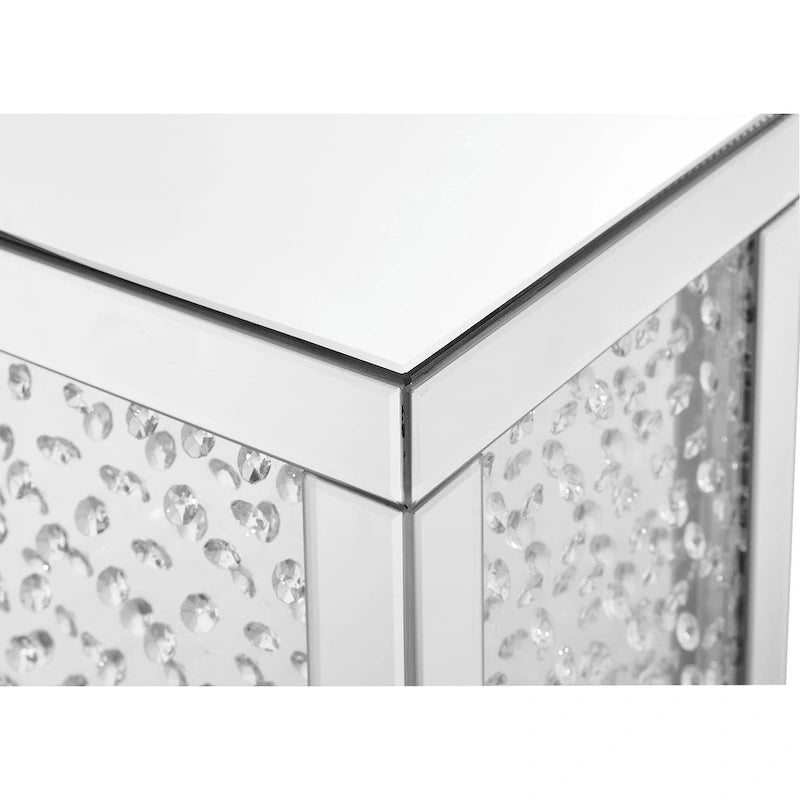 Table d'appoint Crystal de 30 cm (12 pouces) avec finition miroir transparent