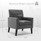 Fauteuil d'appoint en lin LUE BONA, fauteuil confortable pour salon avec accoudoirs, fauteuil capitonné à boutons, ensemble de 2 fauteuils modernes
