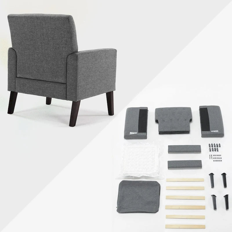 Fauteuil d'appoint en lin LUE BONA, fauteuil confortable pour salon avec accoudoirs, fauteuil capitonné à boutons, ensemble de 2 fauteuils modernes