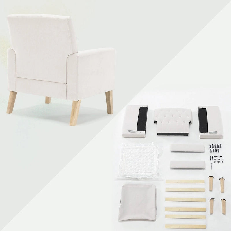 Fauteuil d'appoint en lin LUE BONA, fauteuil confortable pour salon avec accoudoirs, fauteuil capitonné à boutons, ensemble de 2 fauteuils modernes