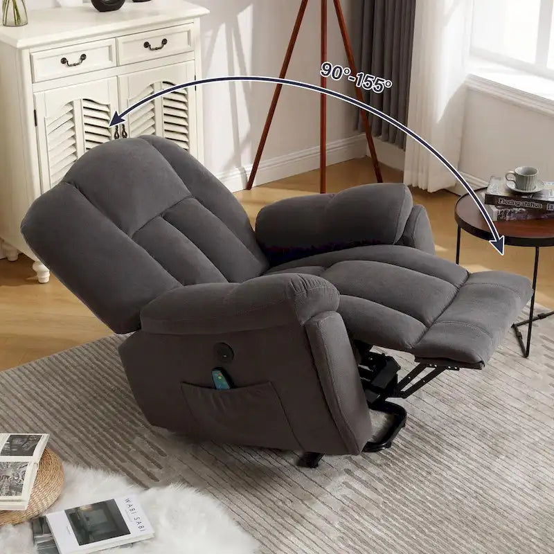 Fauteuil releveur électrique avec fonction chauffante et massante, port USB