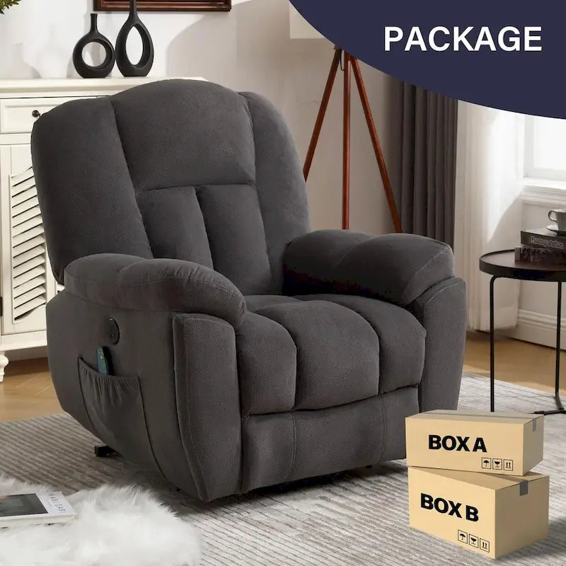 Fauteuil releveur électrique avec fonction chauffante et massante, port USB