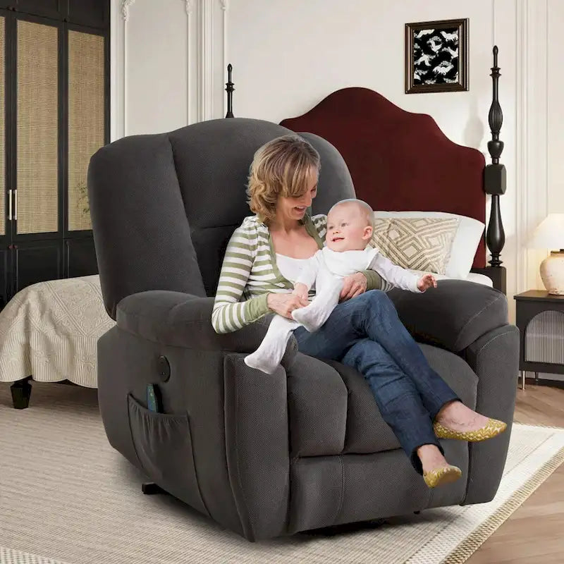 Fauteuil releveur électrique avec fonction chauffante et massante, port USB