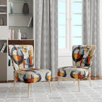 Solid Wood Designart Colorf Mid Century Abstract Fusion I Upholstered Mid-century Accent Chair and Mid-Century Modern Arm Chair - image 2