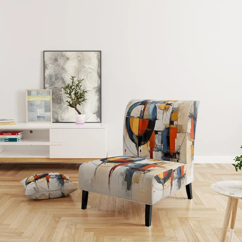 Designart Fusion abstraite colorée du milieu du siècle I Fauteuil d'appoint rembourré de style milieu du siècle et fauteuil moderne du milieu du siècle