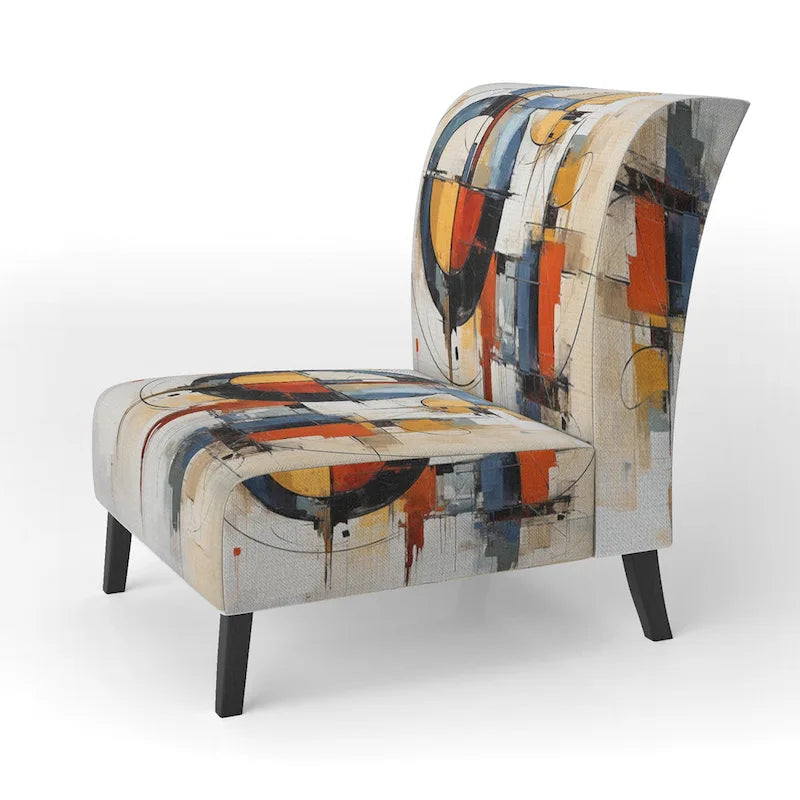 Designart Fusion abstraite colorée du milieu du siècle I Fauteuil d'appoint rembourré de style milieu du siècle et fauteuil moderne du milieu du siècle