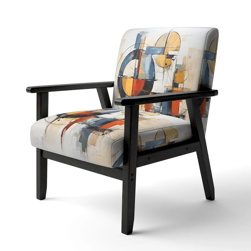 Designart Fusion abstraite colorée du milieu du siècle I Fauteuil d'appoint rembourré de style milieu du siècle et fauteuil moderne du milieu du siècle