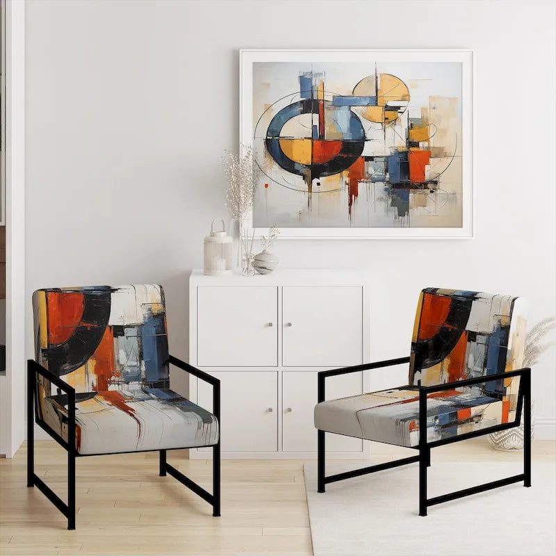 Designart Fusion abstraite colorée du milieu du siècle I Fauteuil d'appoint rembourré de style milieu du siècle et fauteuil moderne du milieu du siècle