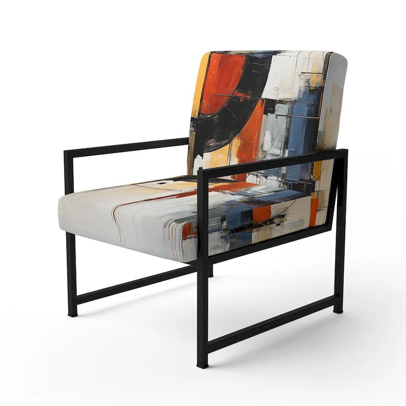 Solid Wood Designart Colorf Mid Century Abstract Fusion I Upholstered Mid-century Accent Chair and Mid-Century Modern Arm Chair - image 19