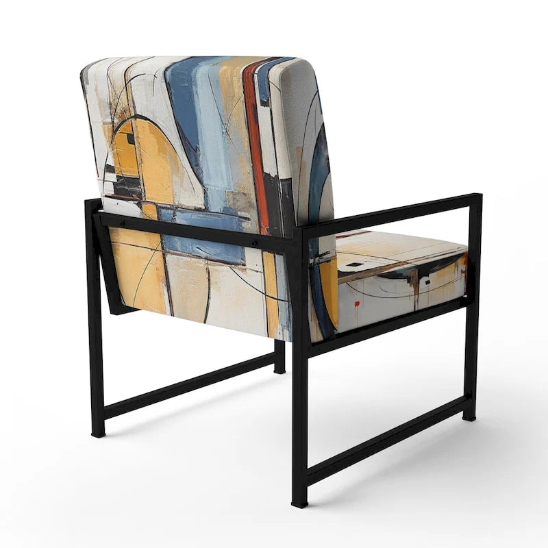 Solid Wood Designart Colorf Mid Century Abstract Fusion I Upholstered Mid-century Accent Chair and Mid-Century Modern Arm Chair - image 21