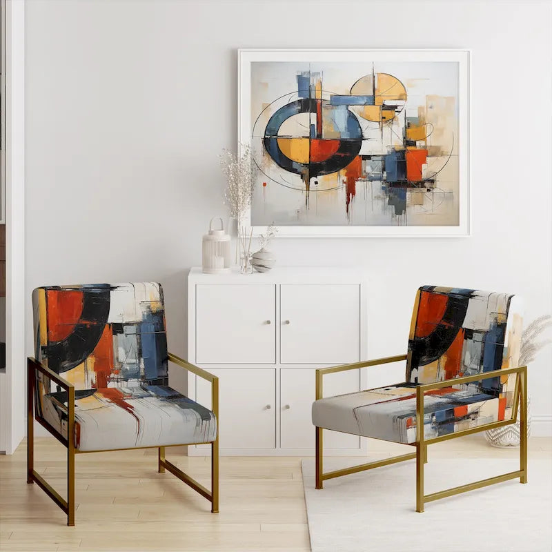 Designart Fusion abstraite colorée du milieu du siècle I Fauteuil d'appoint rembourré de style milieu du siècle et fauteuil moderne du milieu du siècle