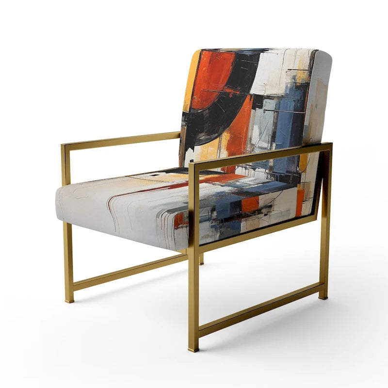 Solid Wood Designart Colorf Mid Century Abstract Fusion I Upholstered Mid-century Accent Chair and Mid-Century Modern Arm Chair - image 24