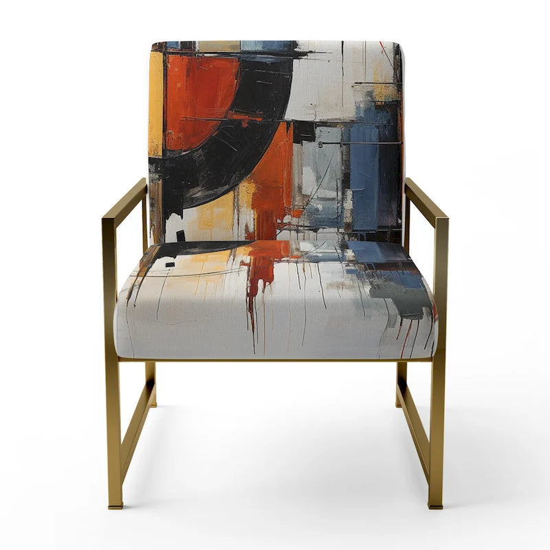 Designart Fusion abstraite colorée du milieu du siècle I Fauteuil d'appoint rembourré de style milieu du siècle et fauteuil moderne du milieu du siècle