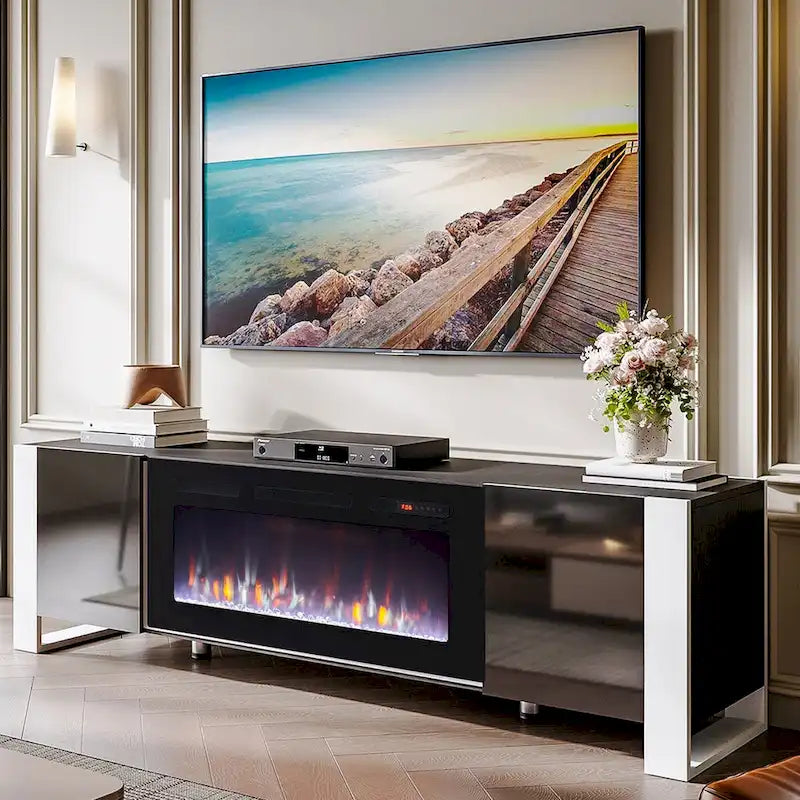 Engineered Wood 70 Modern Entertainment Center with 36 Fireplace - image 1