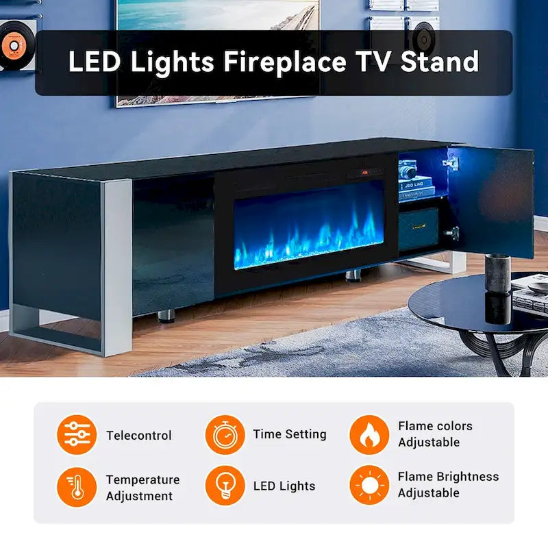 Centre de divertissement moderne de 70 pouces avec foyer de 36 pouces