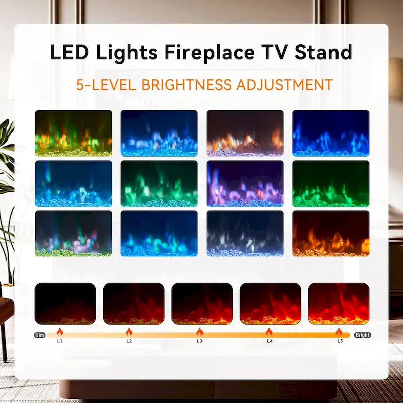 Centre de divertissement moderne de 70 pouces avec foyer de 36 pouces