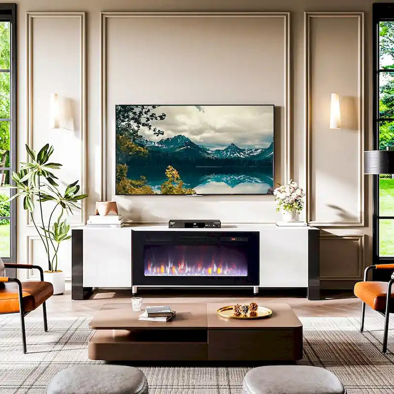 Centre de divertissement moderne de 70 pouces avec foyer de 36 pouces
