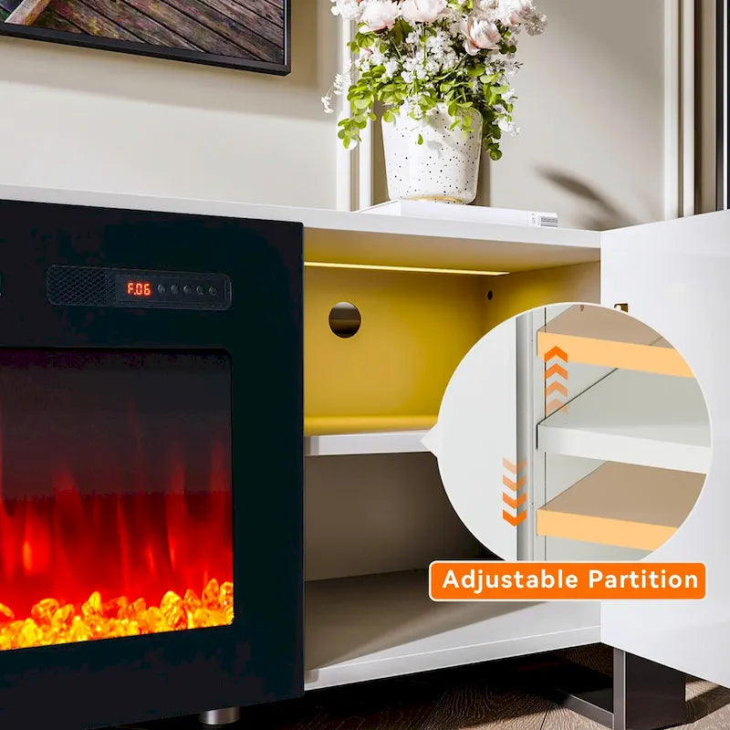 Centre de divertissement moderne de 70 pouces avec foyer de 36 pouces