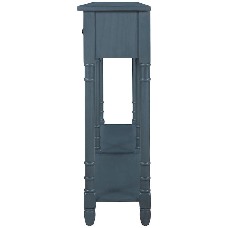 Table console, table d'appoint facile à monter, avec deux tiroirs de rangement et une étagère inférieure, idéale pour le salon ou l'entrée.