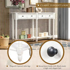 Table console, table d'appoint facile à monter, avec deux tiroirs de rangement et une étagère inférieure, idéale pour le salon ou l'entrée.