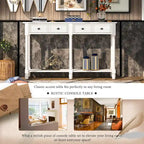 Table console, table d'appoint facile à monter, avec deux tiroirs de rangement et une étagère inférieure, idéale pour le salon ou l'entrée.