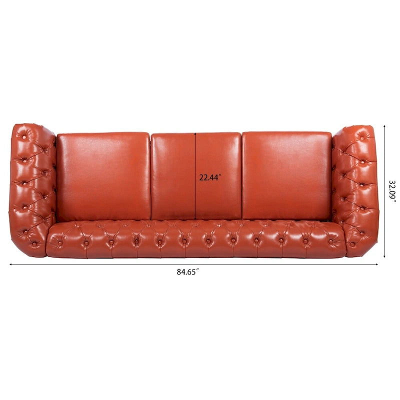 Canapé Chesterfield 3 places à accoudoirs roulés en polyuréthane 84,65