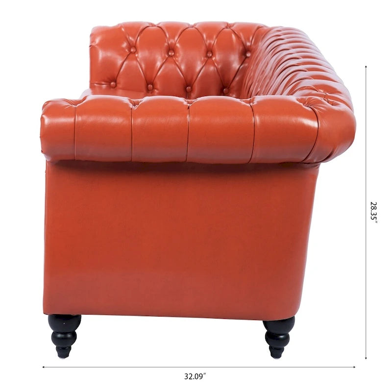 Canapé Chesterfield 3 places à accoudoirs roulés en polyuréthane 84,65