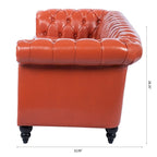 Canapé Chesterfield 3 places à accoudoirs roulés en polyuréthane 84,65