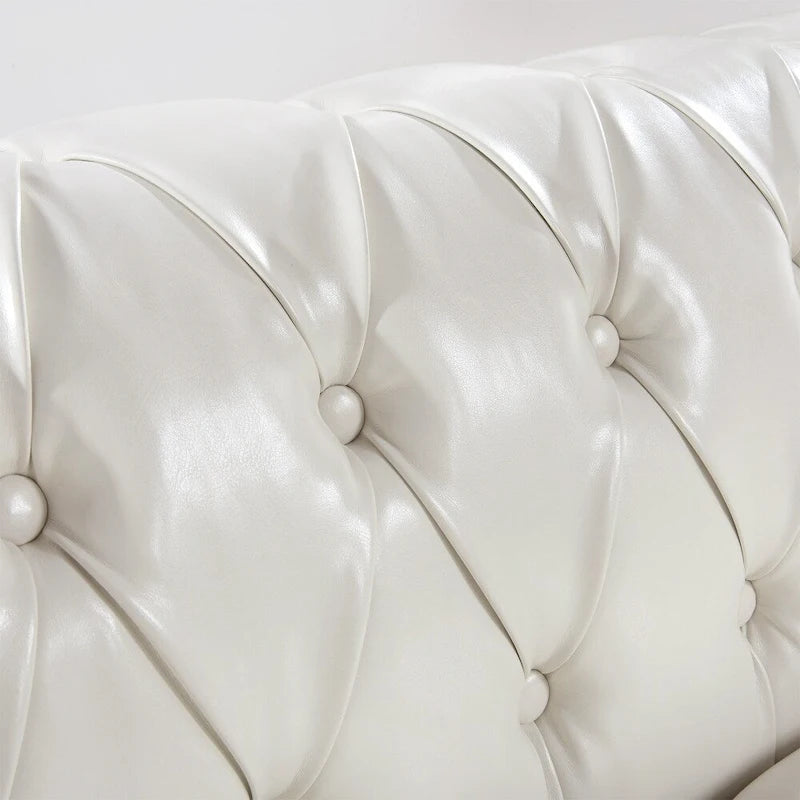 Canapé Chesterfield 3 places à accoudoirs roulés en polyuréthane 84,65