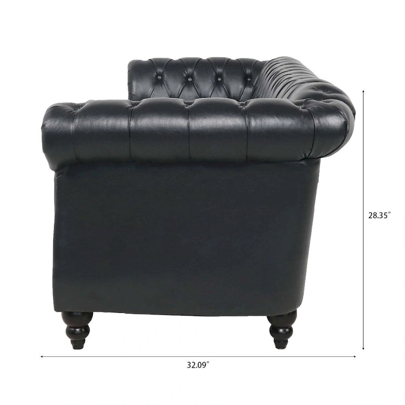 Canapé Chesterfield 3 places à accoudoirs roulés en polyuréthane 84,65