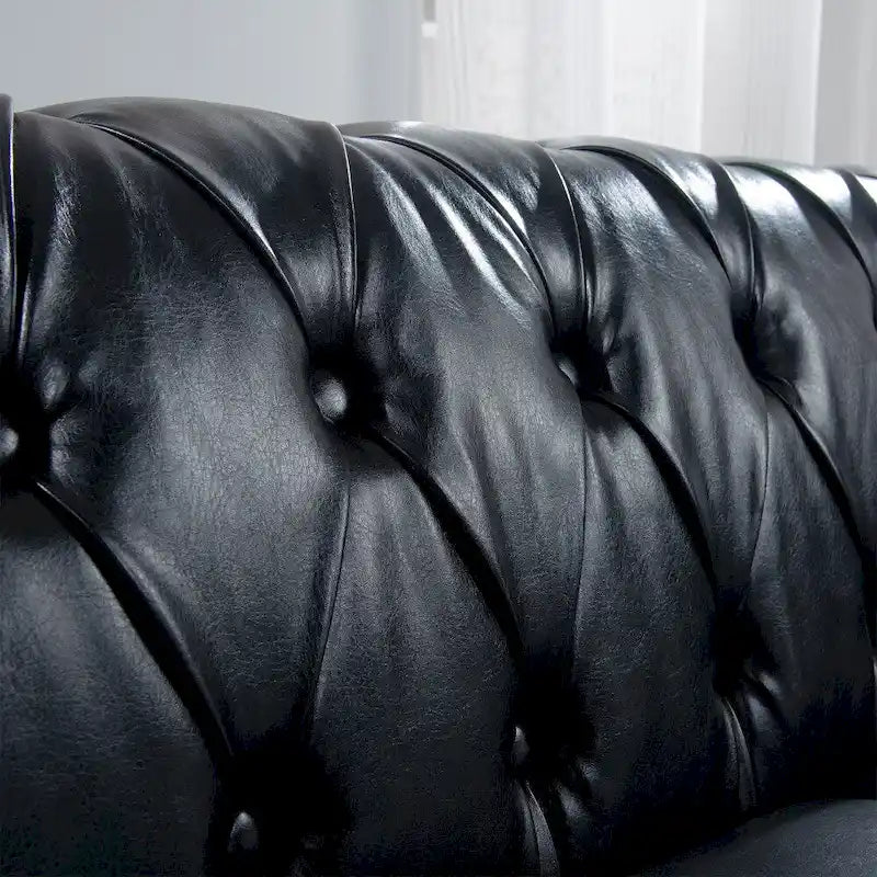 Canapé Chesterfield 3 places à accoudoirs roulés en polyuréthane 84,65