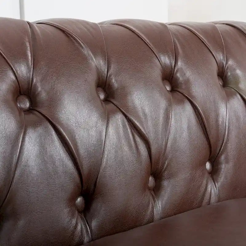 Canapé Chesterfield 3 places à accoudoirs roulés en polyuréthane 84,65
